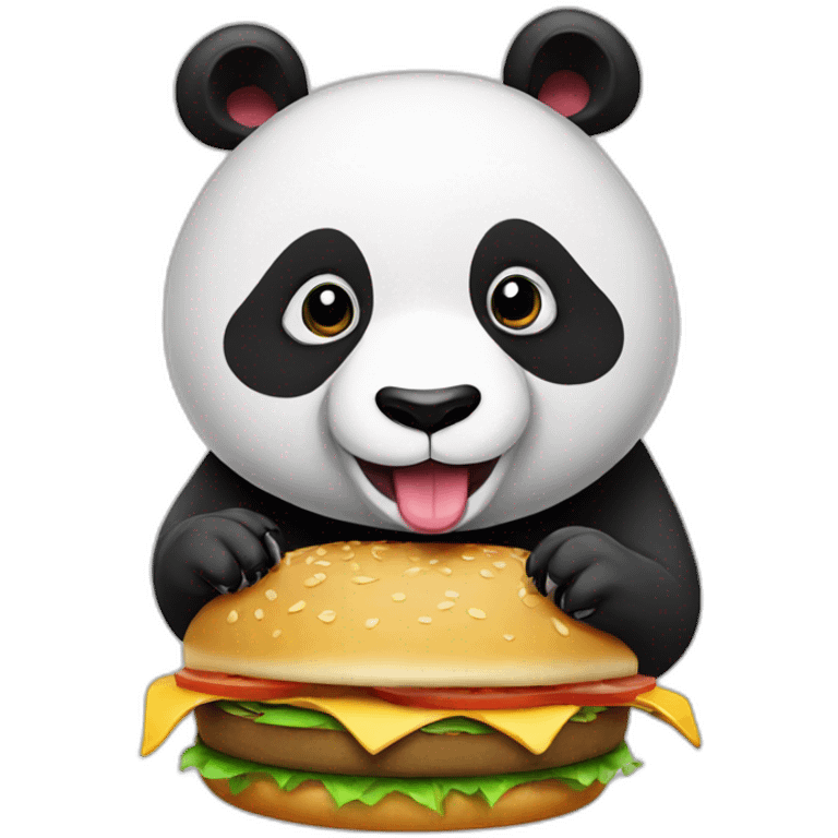 Panda qui mange un hamburger emoji