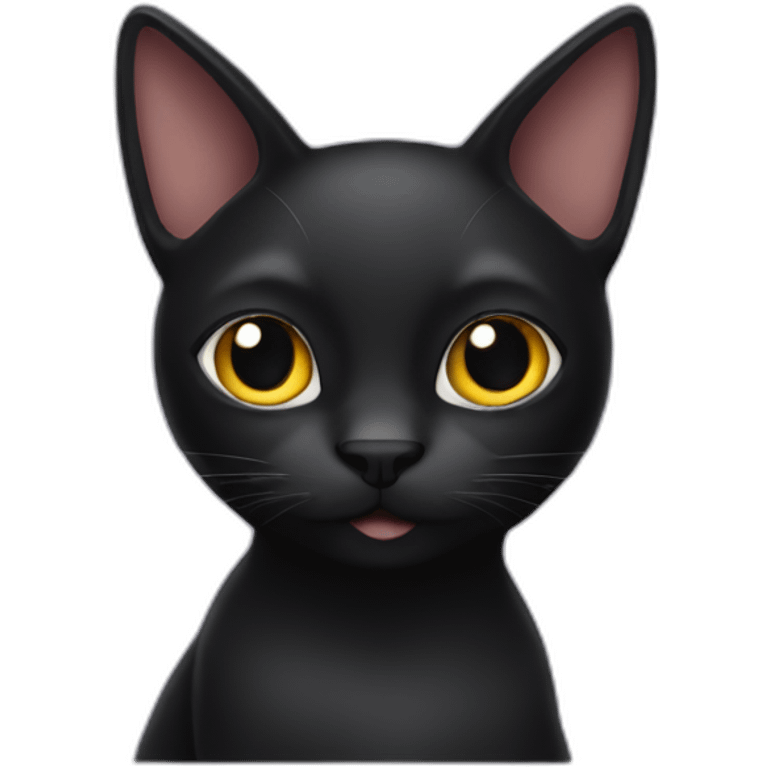 Black cat with half right ear missing emoji