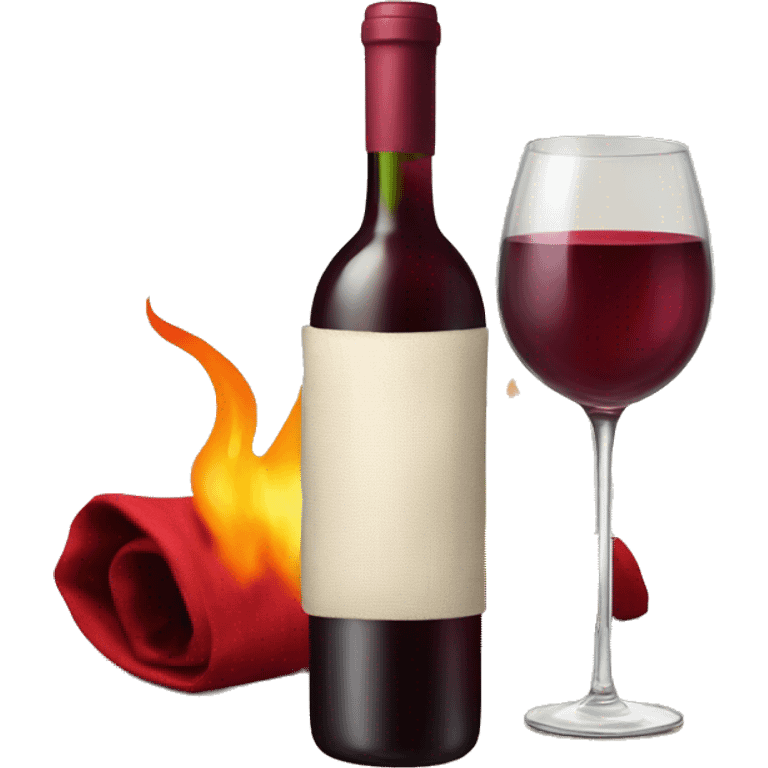 Bottle of wine with flaming cloth emoji