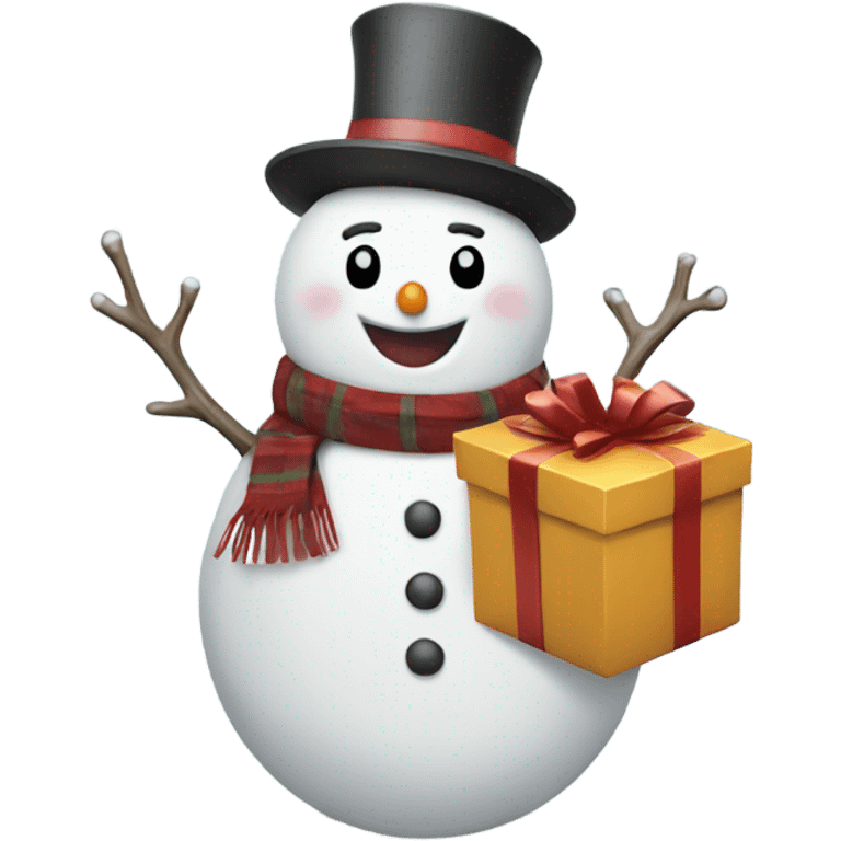 Snowman holding present  emoji