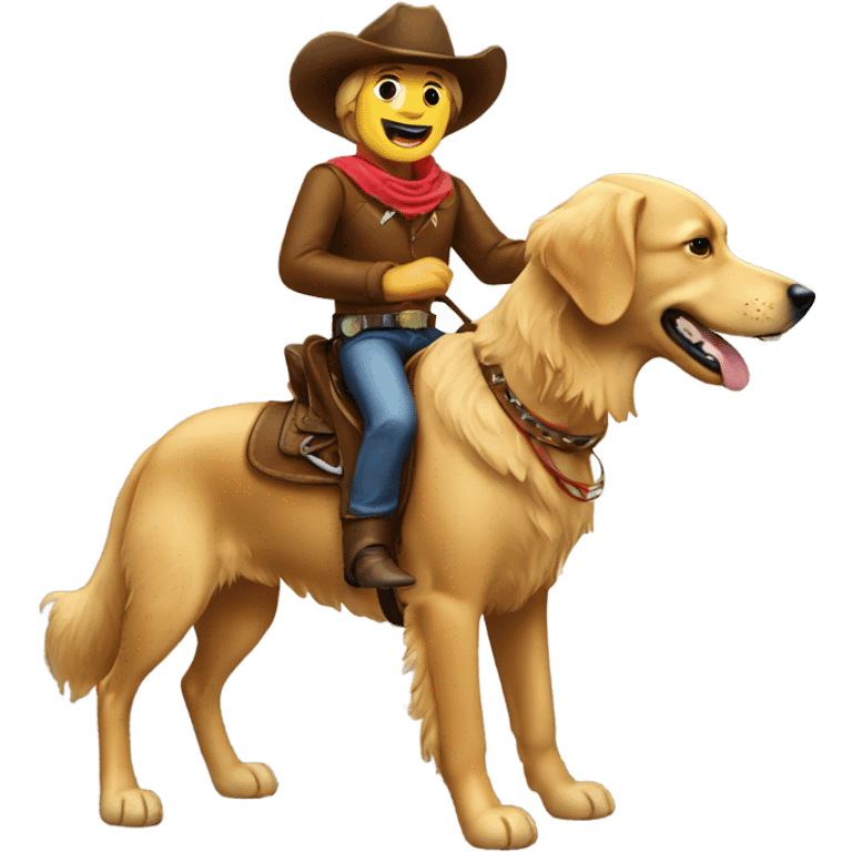 Cowboy riding a Golden retriever  emoji