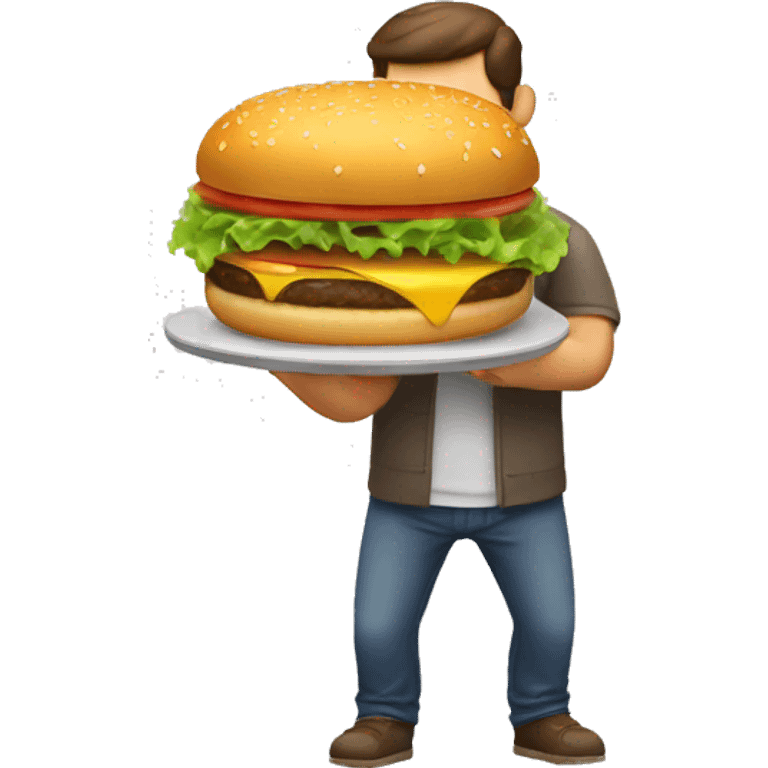 hombre fuerte comiendo hamburguesa emoji