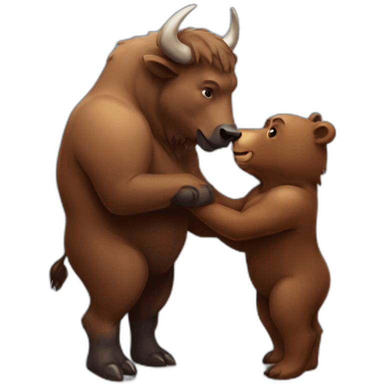 Buffalo and Bear love emoji