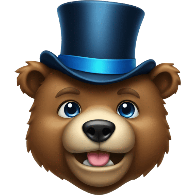 Bear with blue eyes, top hat, and bowtie emoji