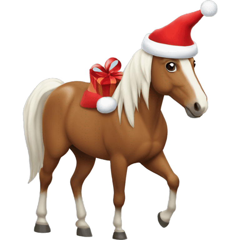 Horse with Santa hat emoji