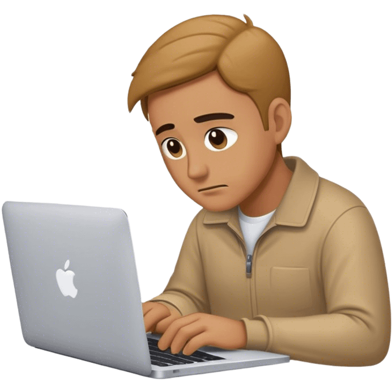 man working on his macbook laptop looking down emoji