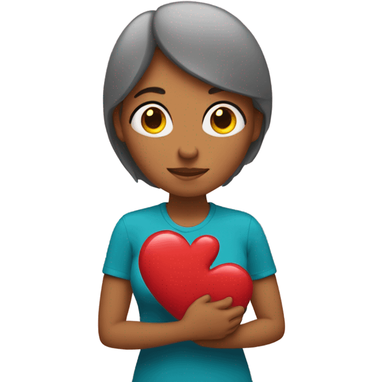 Mother holds her heart in her arm emoji