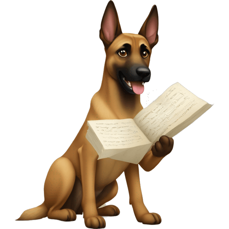 malinois prends des notes emoji