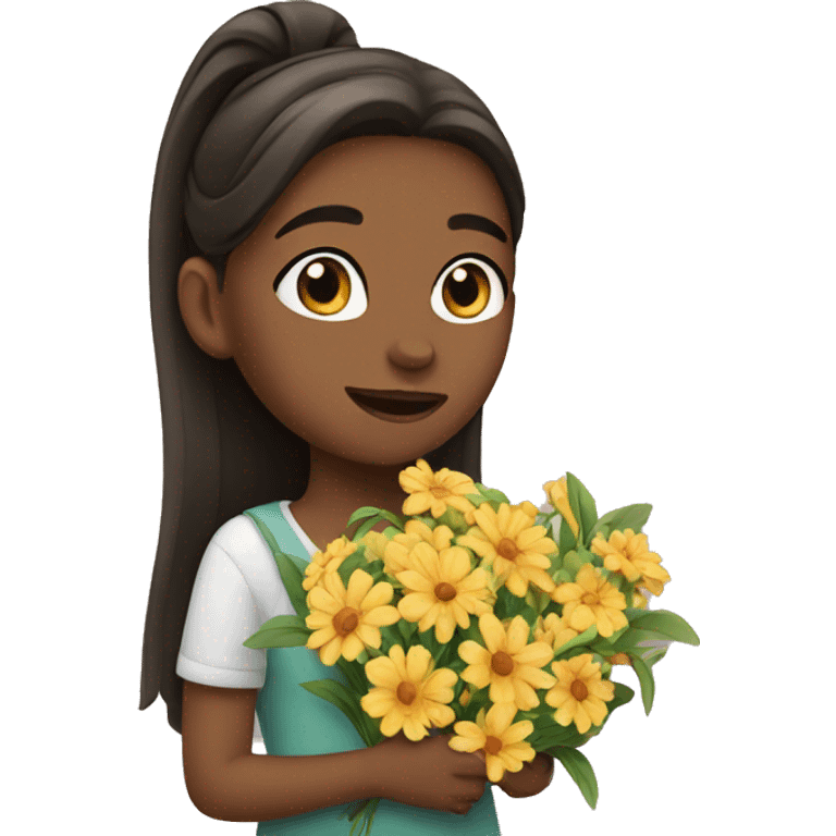 girl with flowers emoji