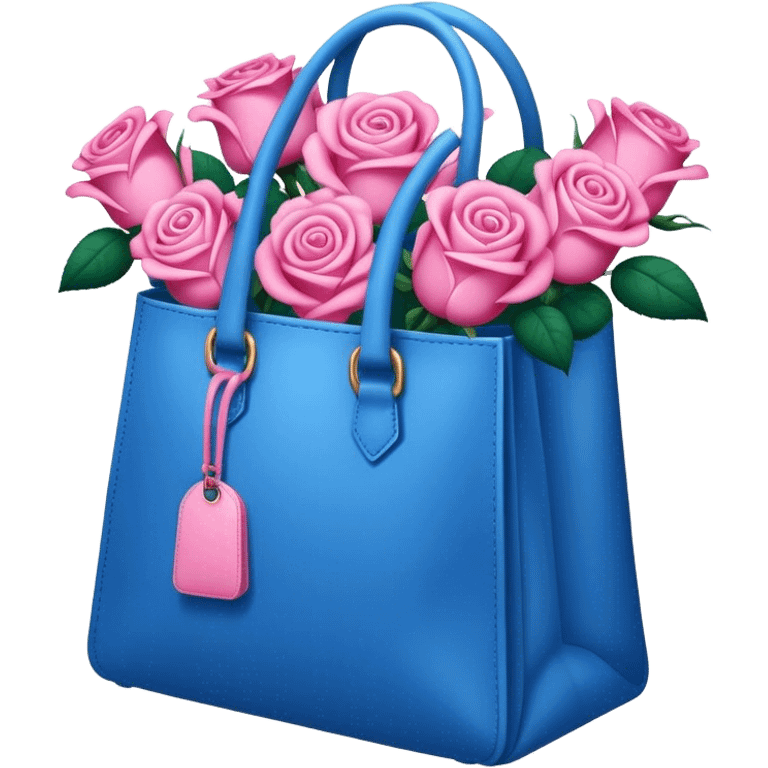 A blue bag full of rose that's colored pink emoji