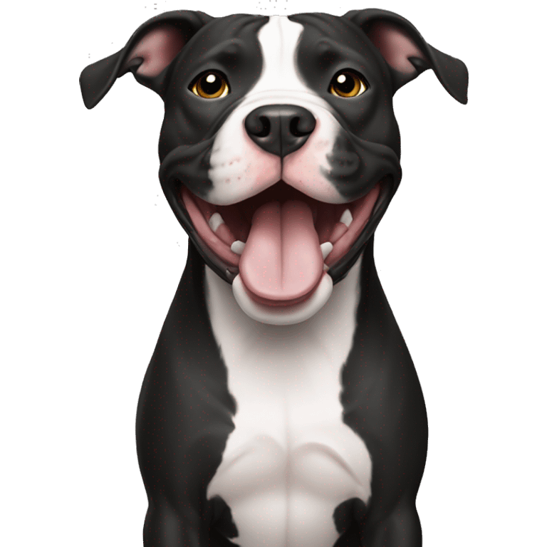 happy pitbull black with white chest emoji