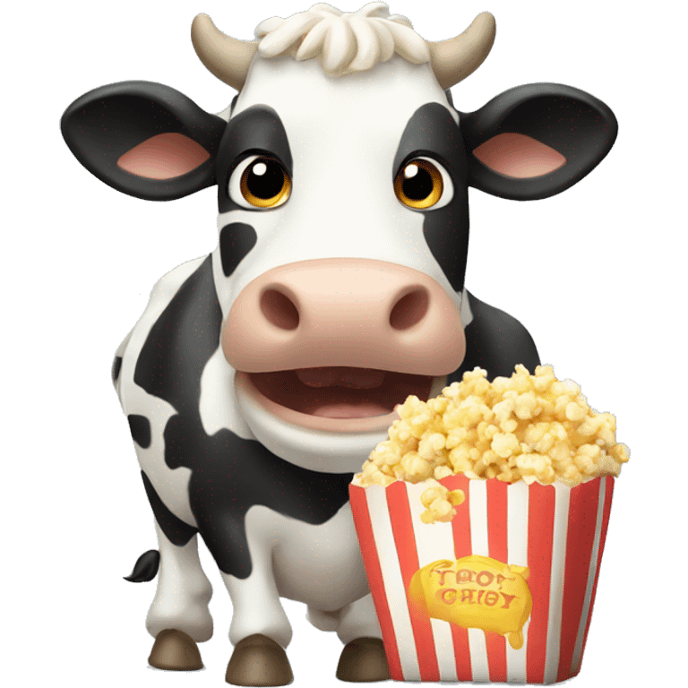 Cow eating popcorn emoji