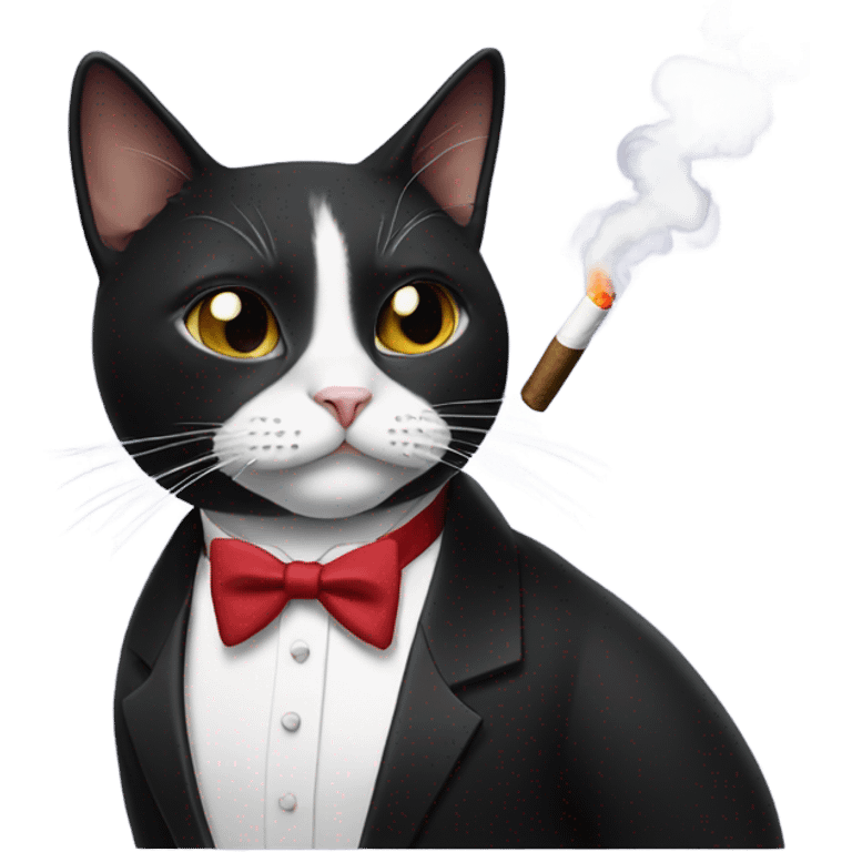 Tuxedo cat smoking a cigar emoji