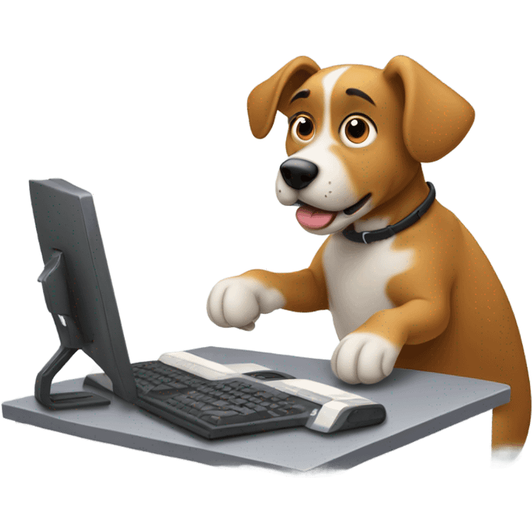 dog working on computer emoji