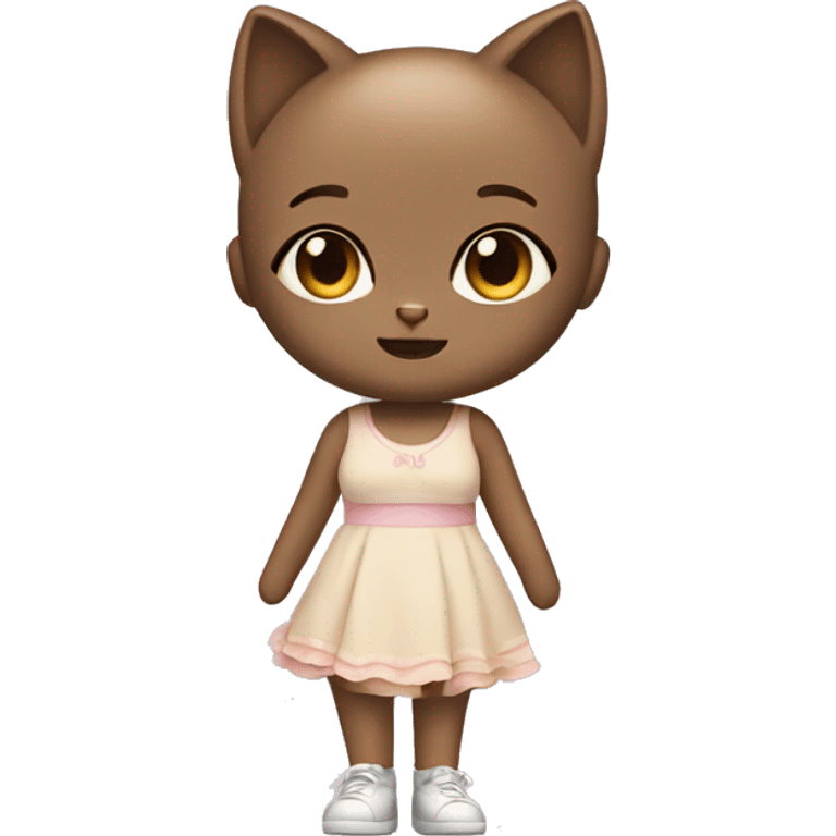 A cute cat with half girl lower body.. wearing dress and big body emoji