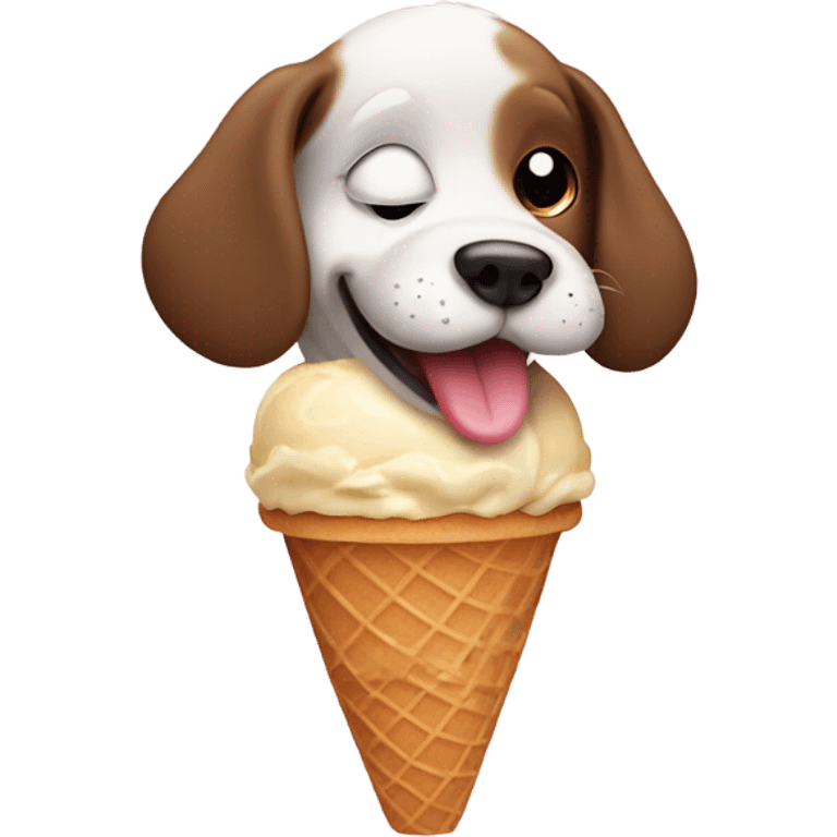 cute dog with ice cream emoji