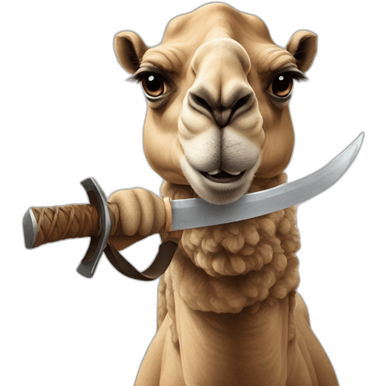 Camel with angry face holding a big katana  emoji