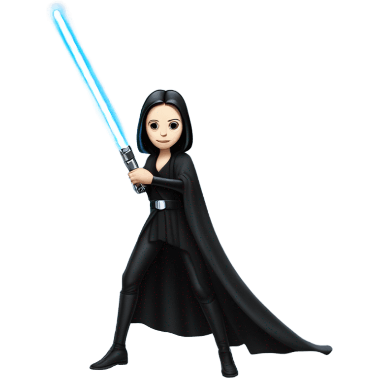 Jedi teen Morticia Addams flying a red and blue Zephyr-J powered by an imperial speeder emoji