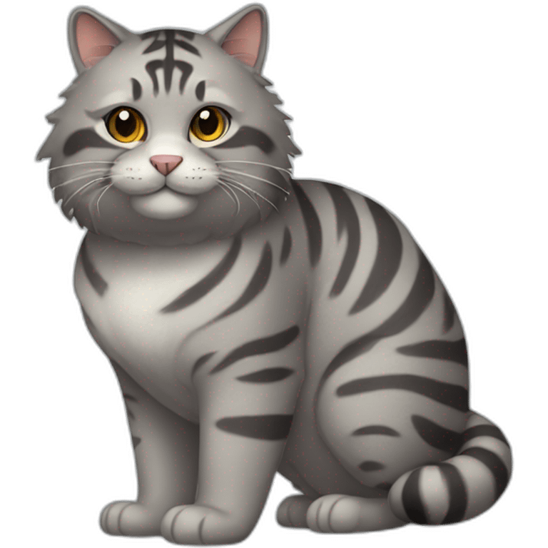 fat and fluffy grey browntiger cat emoji