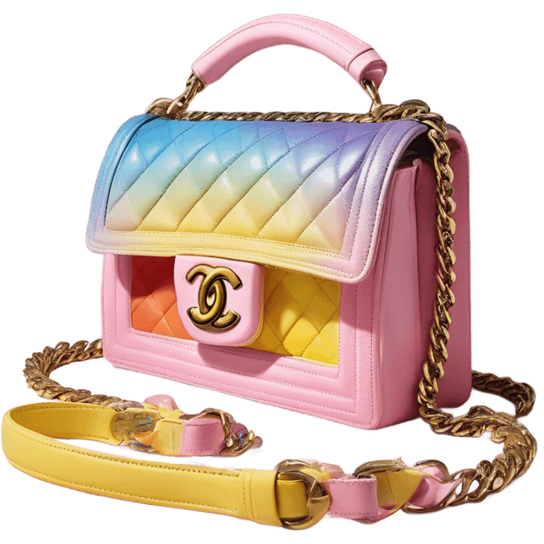 Cuba collection Chanel boy bag with Rainbow diagonal ombré with pastel pink, yellow and blue emoji