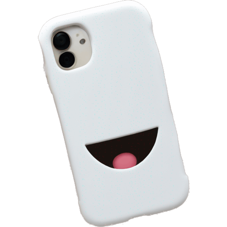 Generate a phone case emoji for an iPhone with a square cutout in the top left corner to show the camera and the phone case is made of silicon and it is white and THE PHONE IS NOT INCLUDED JUST THE CASE emoji