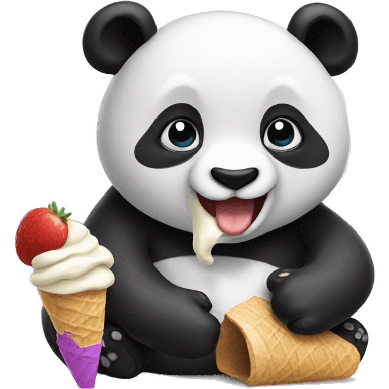 Panda eating ice cream emoji