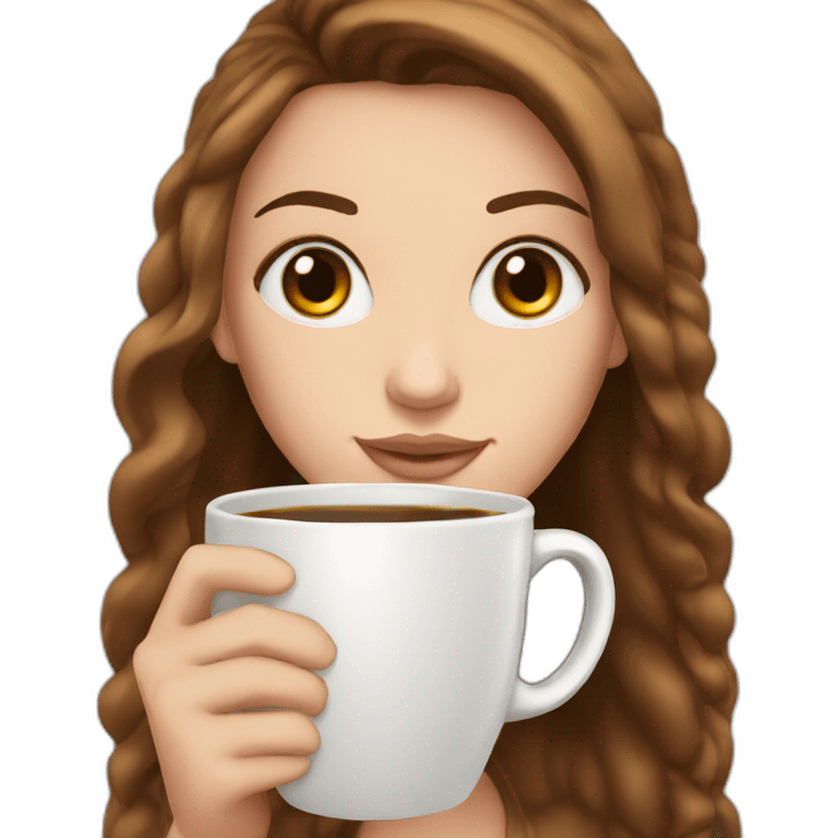 white girl brown hear and cup of coffee in hand emoji