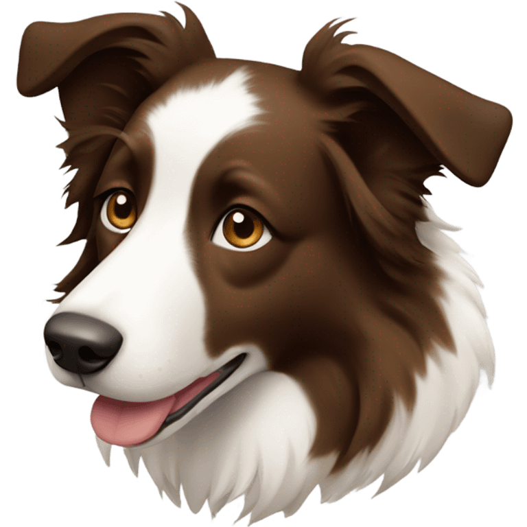 A brown and White border collie with falling ears emoji