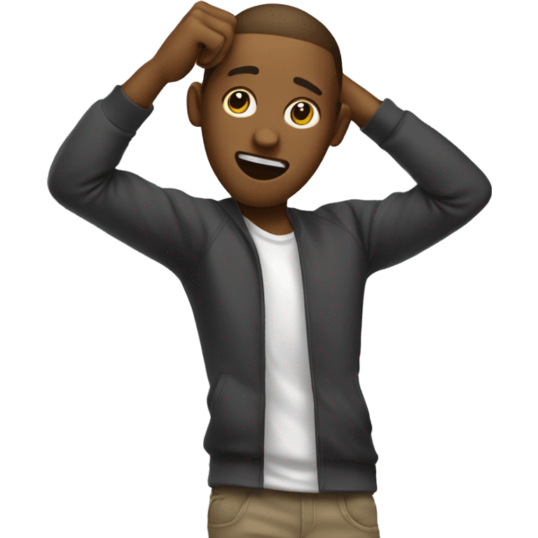 A person dabbing with the face to the elbow joint and his hand going the other direction  emoji