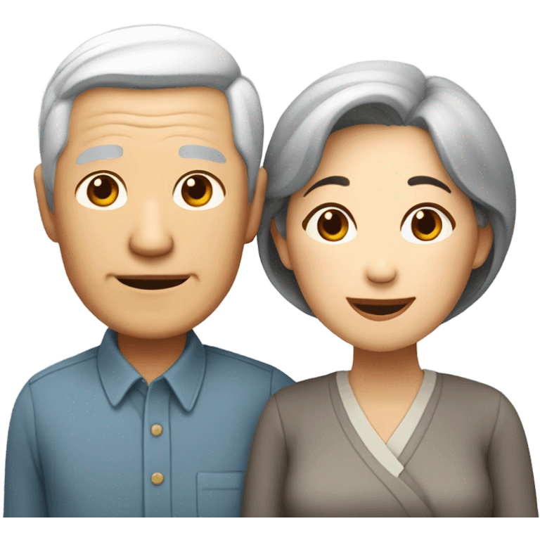 Happy Anniversary elderly Asian couple, male grey hair, female black hair emoji