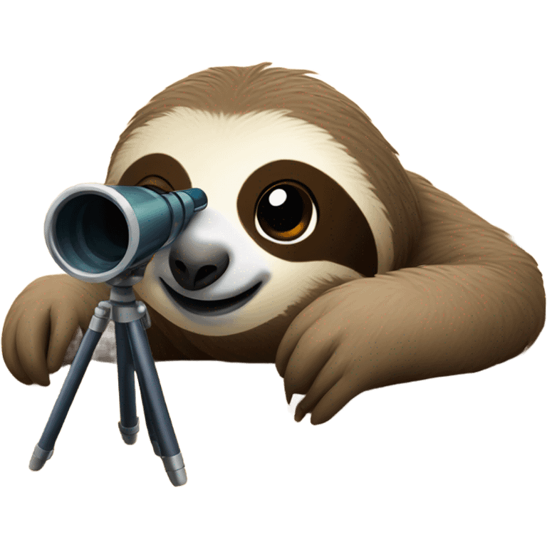 Sloth at beach with a telescope emoji