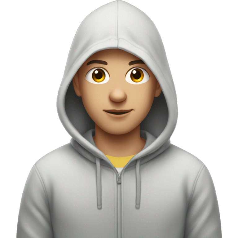 bald boy in hoodie indoors emoji