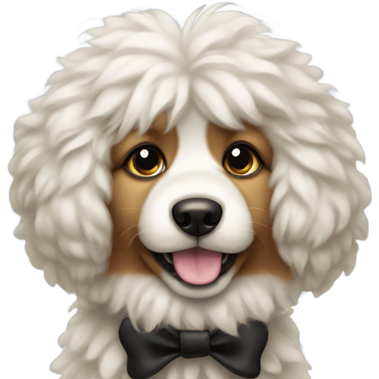 Fluffy Dog wearing a black bow emoji