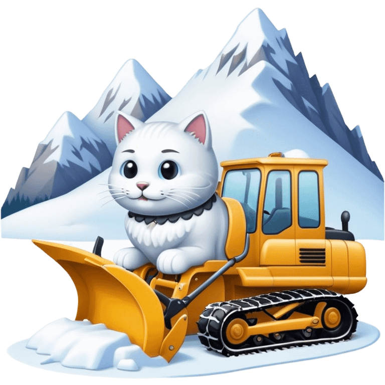 Mountain grooming snowcat with a plow emoji