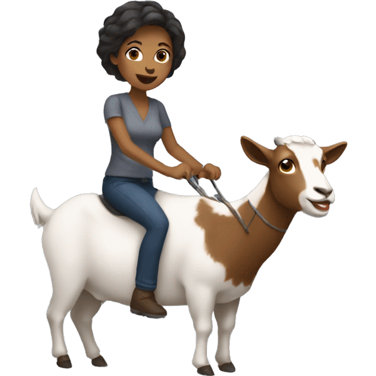 Woman with short hair riding a goat emoji