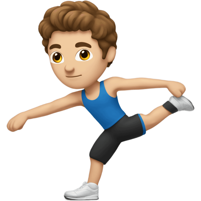 white man with brown hair doing aerobics emoji