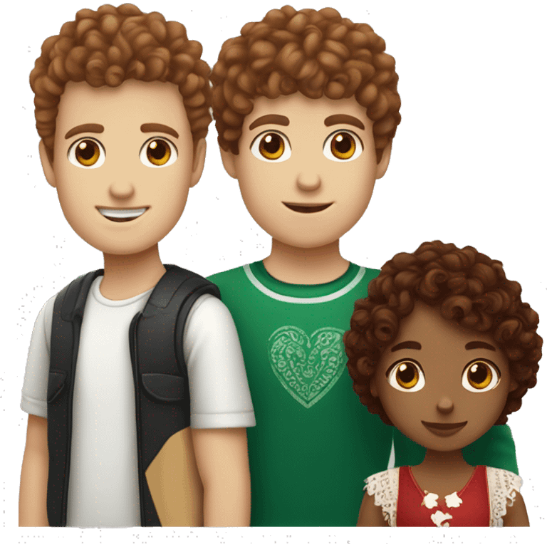 White boy with curly brown hair and Mexican girl with dark red hair with bangs  emoji