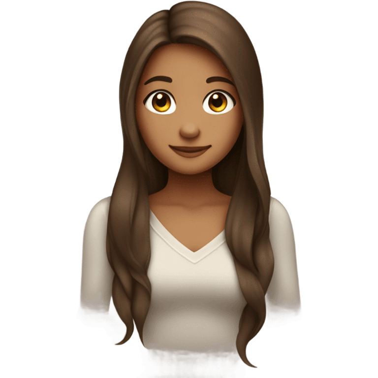 Cute tanned girl brown hair pretty emoji