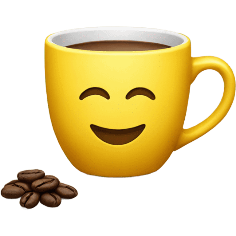 Yellow mug with coffee emoji