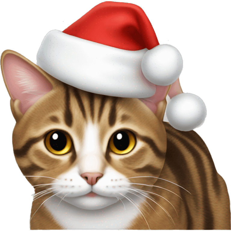 tabby cat wearing a santa hat emoji