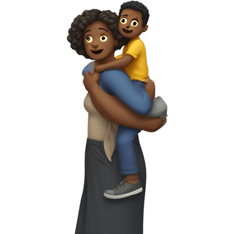 Giant woman carrying small man on her shoulder  emoji