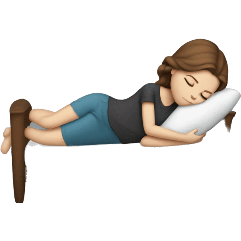 White girl with brown hair sleeping emoji