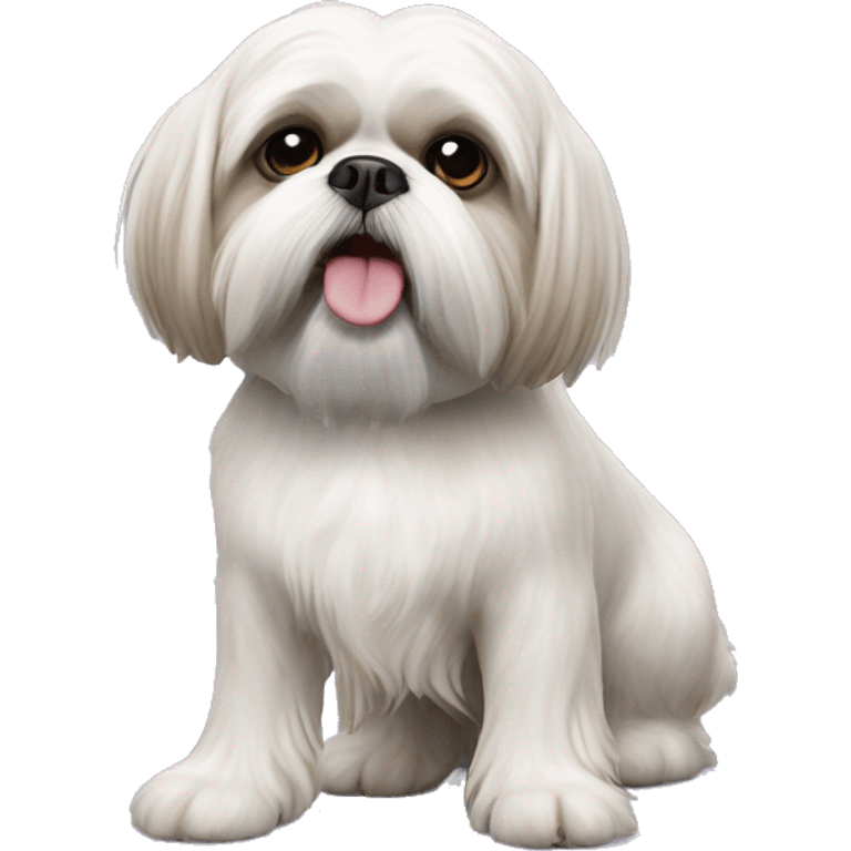 White Shih tzu cross Lhasa apso with one of front legs missing  emoji