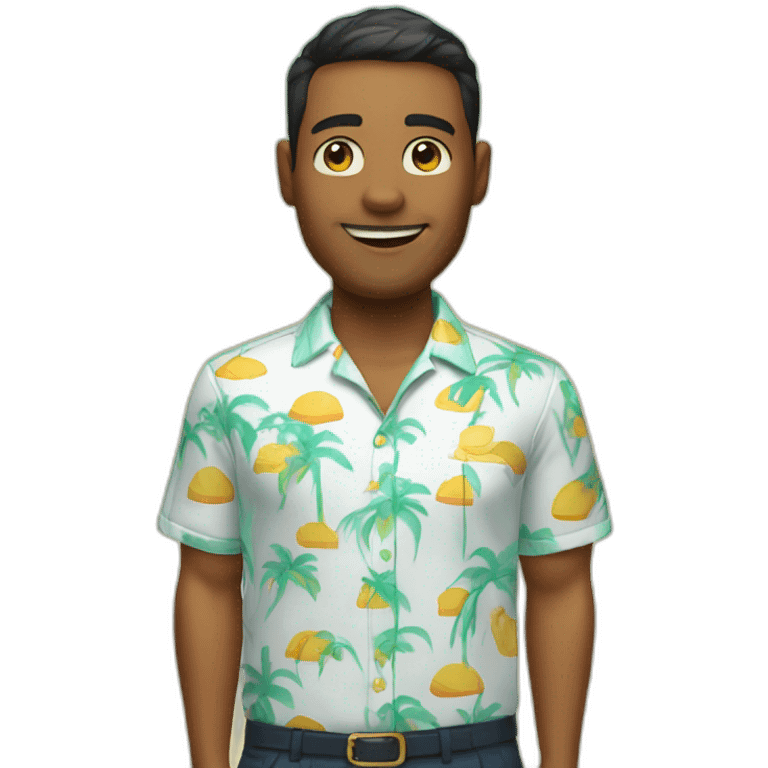 a Hotel guest in a beach shirt emoji