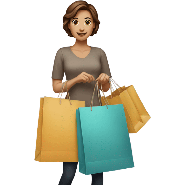 Pretty woman with short brown hair shopping emoji