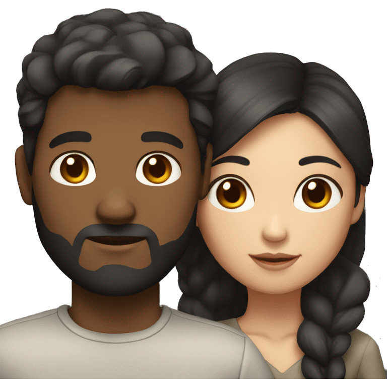 dark hair white man with dark skin Asian woman emoji