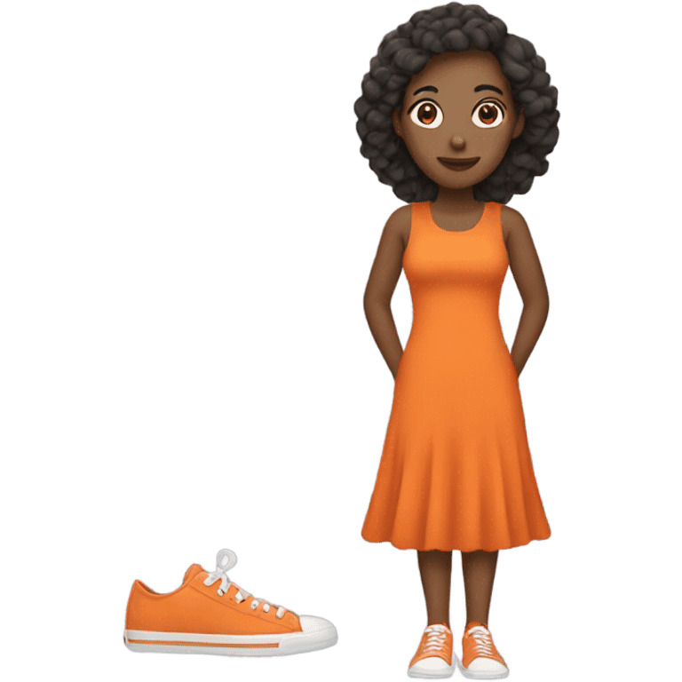 woman in a orange dress an sneakers emoji