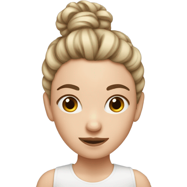 A white girl with messy bun hair emoji