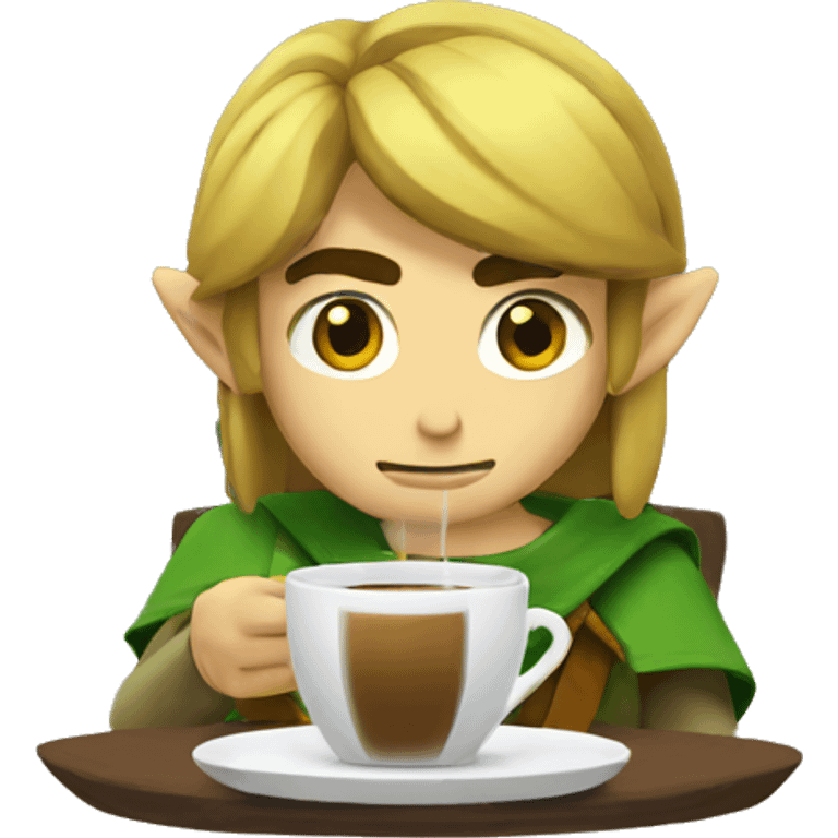 link from legend of zelda drinking coffee emoji