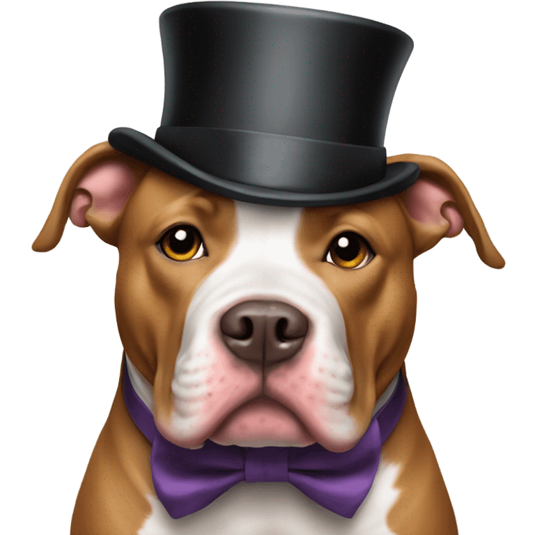 Pit bull with a bow tie and a top hat  emoji